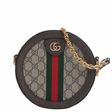 GUCCI Ophidia GG Supreme Round Chain Shoulder Bag 550618 Beige/Brown Women's