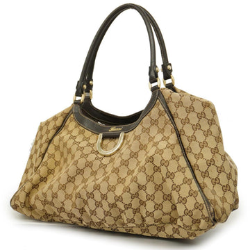 GUCCI Tote Bag GG Canvas Abby 189835 Brown Gold Hardware Women's