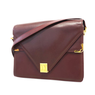 Cartier Shoulder Bag Must Leather Bordeaux Gold metal