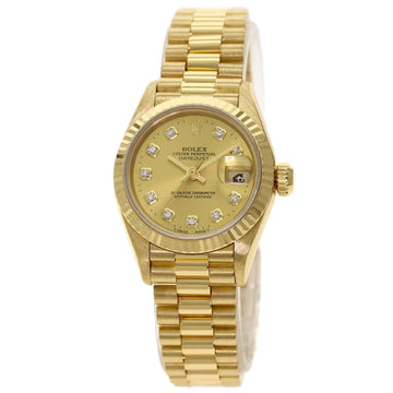Rolex 69178G Datejust 10P Diamond Watch K18 Yellow Gold / K18YG Ladies ROLEX