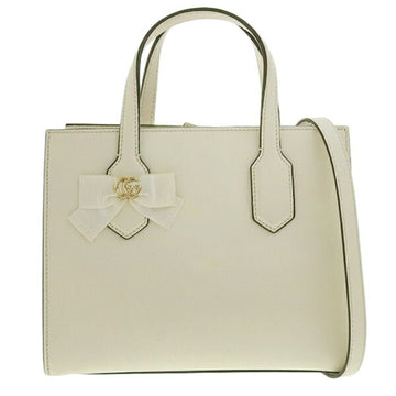 GUCCI GG ribbon leather handbag 443089 white ladies