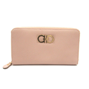 SALVATORE FERRAGAMO Gancini round long wallet Pink leather IY22A271