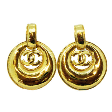 Chanel Earrings Vintage Coco Mark Shell Motif Black 96C Gold Plating Clip E