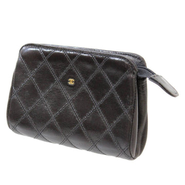 CHANEL pouch matelasse black GC card hologram