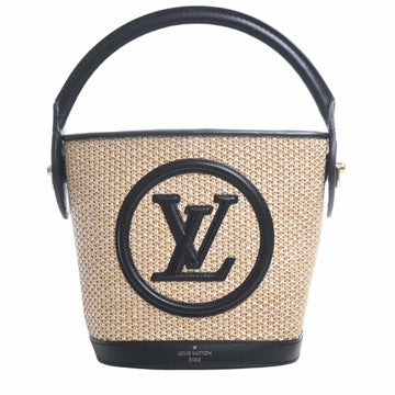 LOUIS VUITTON Raffia Leather Petit Bucket 2WAY Handbag M59961 Natural/Black Ladies