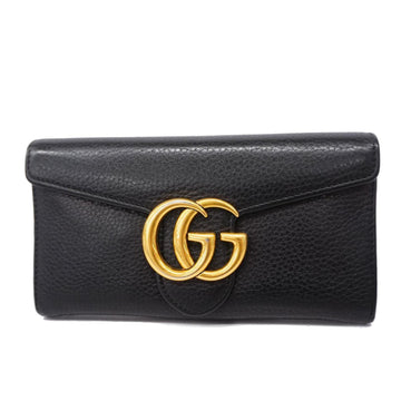 GUCCI long wallet GG Marmont 400586 leather black ladies