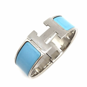 HERMES click crack GM bangle metal silver turquoise blue H logo bracelet fashion men's women's unisex