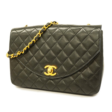 CHANELAuth  Matelasse Chain Shoulder Lambskin Women's Leather Bag Black