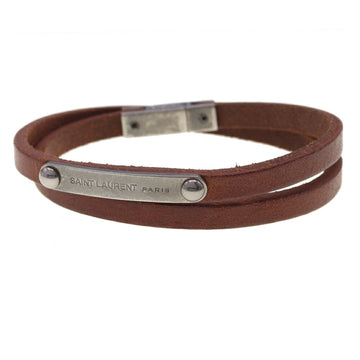 SAINT LAURENT Bracelet 513726 Brown Leather Bangle Double Women's