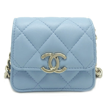 CHANEL Matelasse Chain Shoulder Women's Bag Lambskin Light Blue