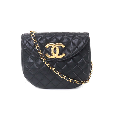 CHANEL Matelasse Decacoco Chain Shoulder Bag Leather Black Gold Hardware Vintage