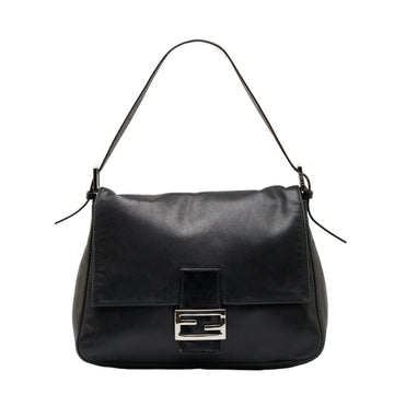 FENDI Mamma Bucket Handbag One Shoulder Bag Black Leather Women's