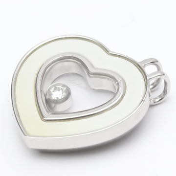 Polished CHOPARD Happy Diamonds Heart Necklace 18K White Gold 79/6882 BF553362