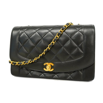 Chanel Matelasse Diana Flap Single Chain Women's Leather Shoulder Bag Black