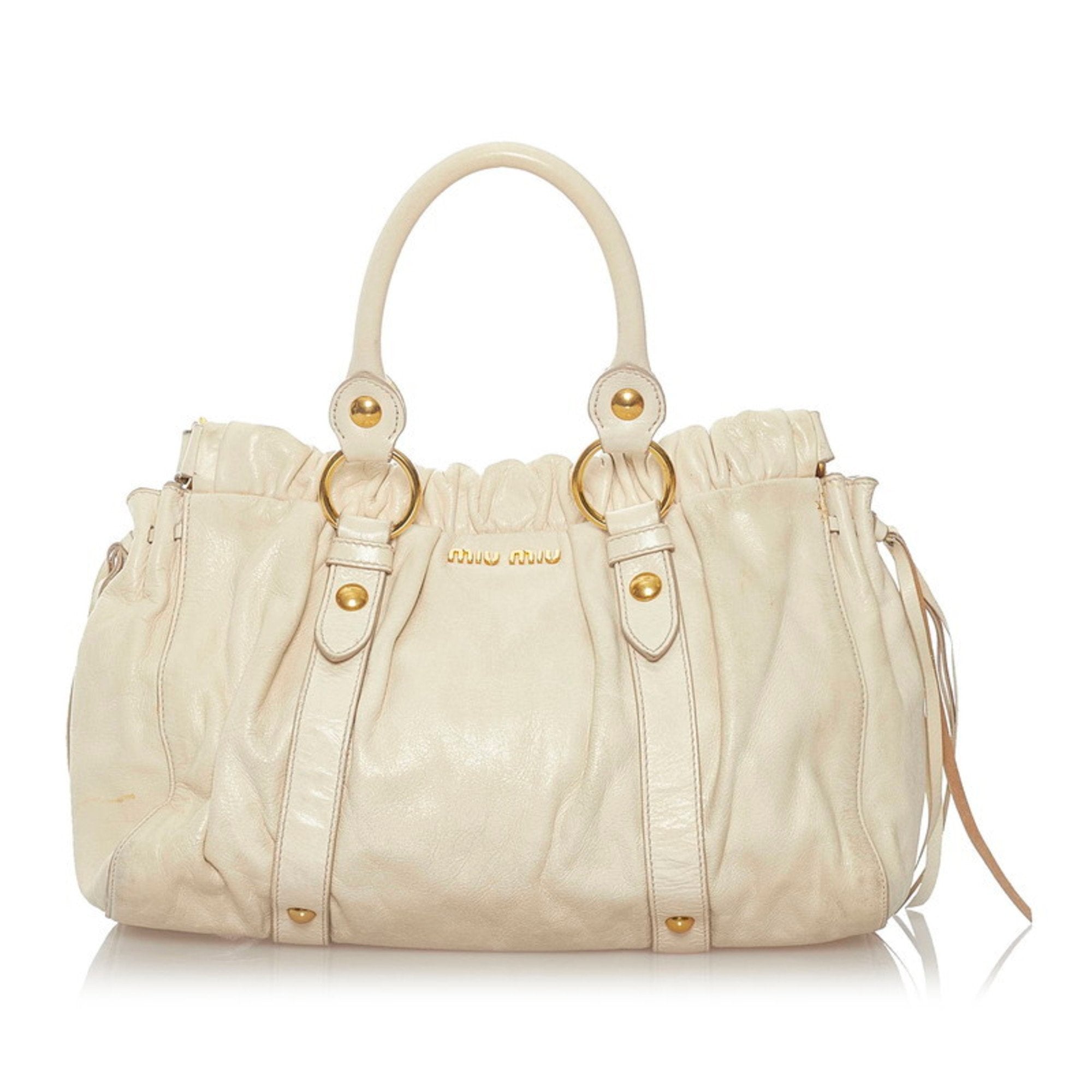 Miu Miu Miu handbag shoulder bag 2WAY white leather ladies MIUMIU