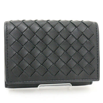BOTTEGA VENETA tri-fold wallet intrecciato leather 515385 black gray