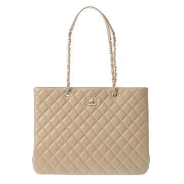 CHANEL Matelasse Chain Tote Beige Women's Caviar Skin