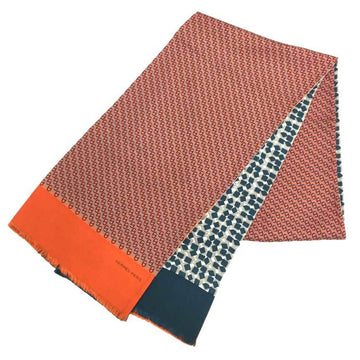 HERMES Silk Chaine d'Ancre Reversible Stole Orange x Blue Green