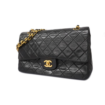 Chanel Matelasse W Flap W Chain Women's Shoulder Bag Black