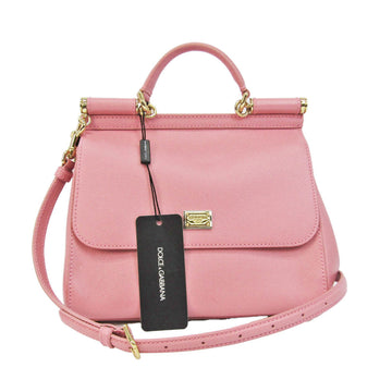 DOLCE & GABBANA Sicily BB6002A1001 Women's Leather Handbag,Shoulder Bag Pink Beige