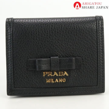 PRADA Vitello Phoenix Leather Wallet 1MV204 2BUN F0002 Bifold with Coin Purse Women's
