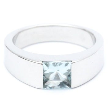 CARTIER Tank Ring White Gold [18K] Fashion Aquamarine Band Ring Silver