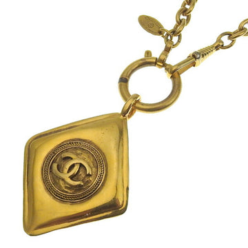 CHANEL Coco Mark Diamond Chain Necklace Gold Women's
