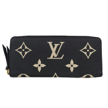 LOUIS VUITTON Wallet Monogram Empreinte Women's Long Portefeuille Clemence Black Beige M82338 IC Chip