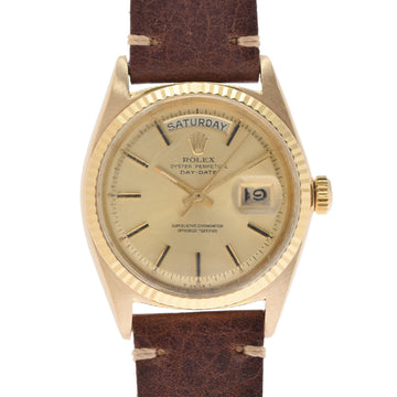 ROLEX Day Date 1803 Men's YG/Leather Watch Automatic Winding Gold Dial