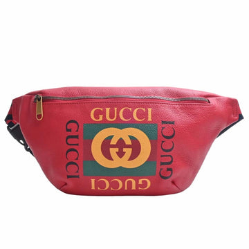 GUCCI Leather Body Bag Waist Pouch 530412 Red Ladies