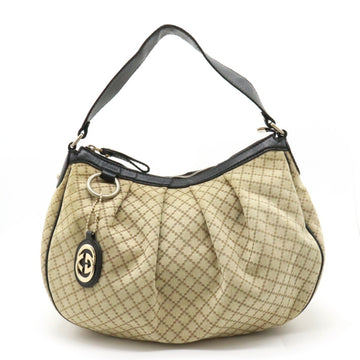 GUCCI Sookie Diamante Shoulder Bag Leather Beige Black 232955