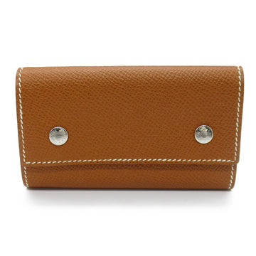 HERMES key holder Gold Brown Gold Epsom leather