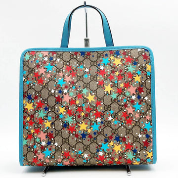 GUCCI GG Supreme Star Tote Bag Handbag Light Blue x Beige Pattern Print Ladies Fashion 605614