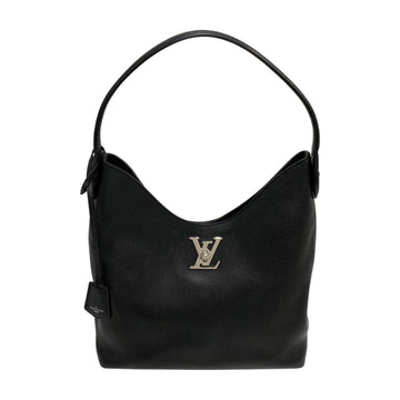 LOUIS VUITTON Lock Me Hobo Leather Genuine Turnlock Tote Bag Handbag Noir