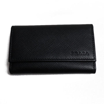 PRADA Saffiano Leather 6 Key Case Black 2PG222 Unisex