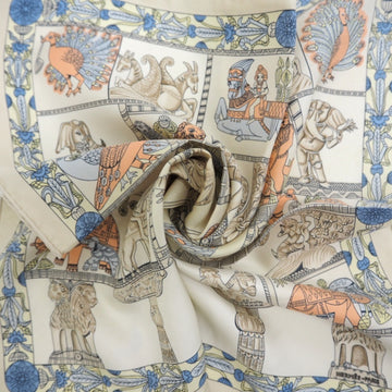 HERMES/ Carre 45 TORANA Tower Scarf Beige Unisex