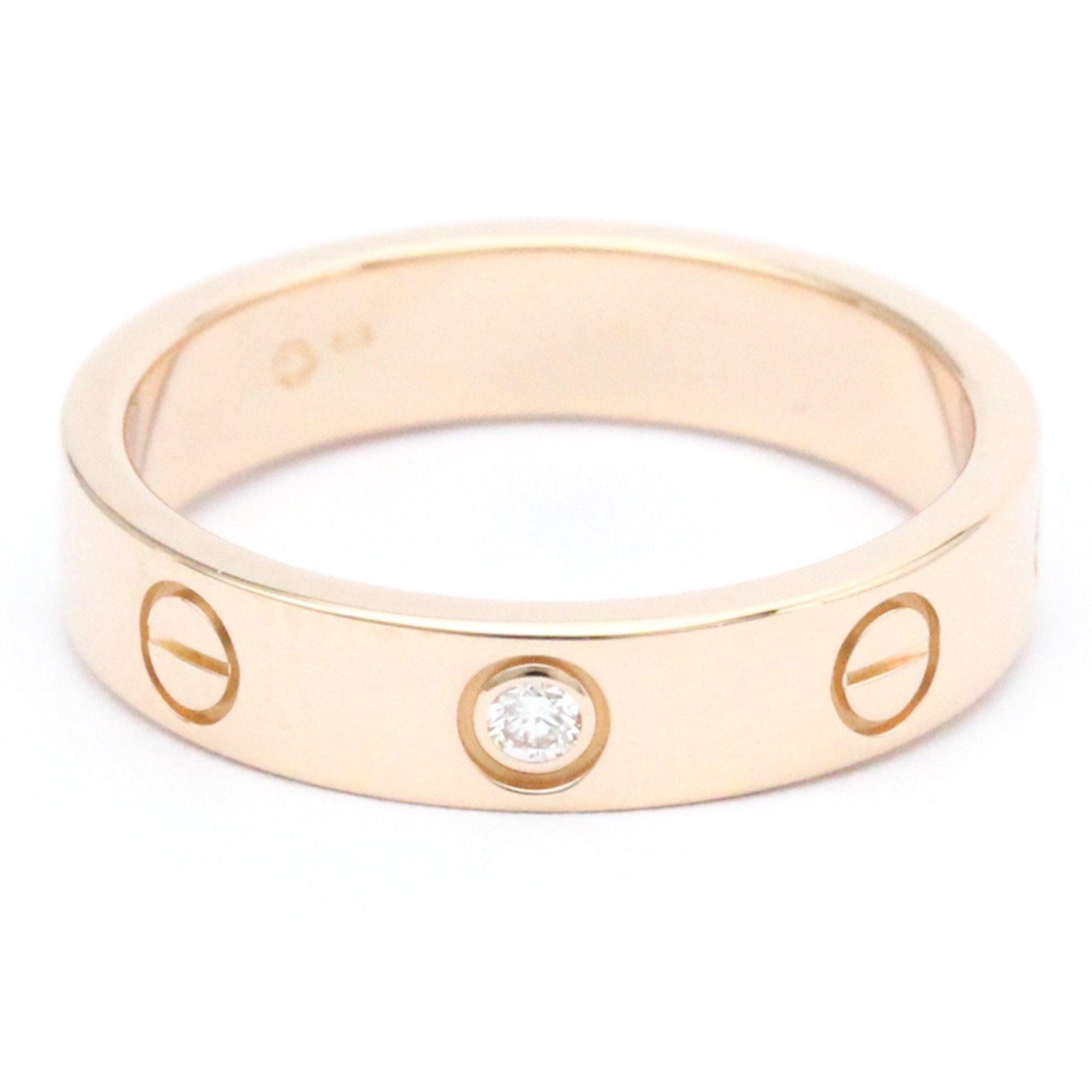 CARTIER Mini Love Ring 1PD Ring Pink Gold 18K Fashion Diamond Band R