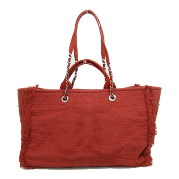 CHANEL Deauville 2wayShoulder bag Red canvas