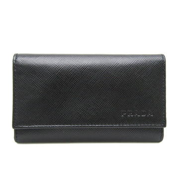 PRADA Saffiano 2M0025 Men,Women Leather Key Case Black