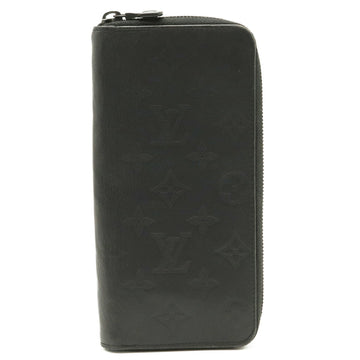 LOUIS VUITTON Monogram Shadow Zippy Vertical Round Long Wallet Leather Black M62902