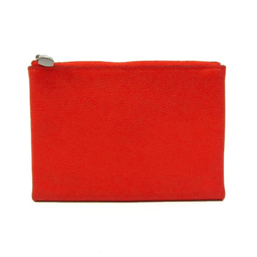 HERMES Athu Women's Leather Pouch Blue,Red Color