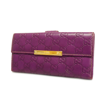 GUCCIAuth ssima Long Wallet Gold Hardware 112715 Leather Purple