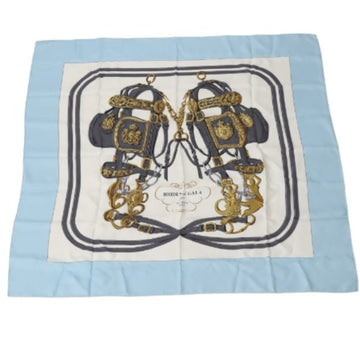 HERMES Carre90 Silk  Light Blue Scarf