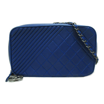 CHANEL Cocoboy Camera ChainShoulder Bag Blue leather A92656