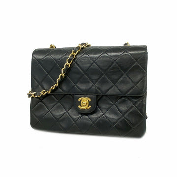 CHANEL Shoulder Bag Matelasse Chain Lambskin Black Women's