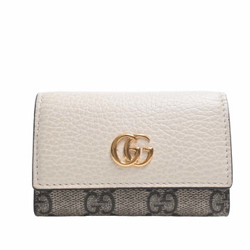 GUCCI GG Supreme Leather Marmont 6 Row Key Case 456118 Beige White Ladies