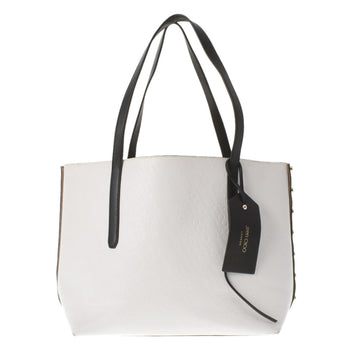 JIMMY CHOO White/Black Unisex Calf Tote Bag