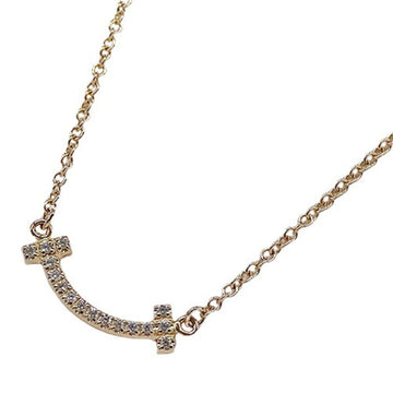 TIFFANY&Co. Necklace Women's 750PG Diamond T Smile Pink Gold 62617772 Polished