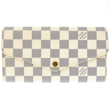 Louis Vuitton Damier Portefeuil Sarah Azur N63208 White Long Wallet Purse