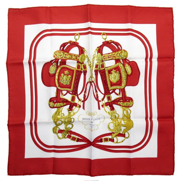 HERMES Scarf Carre 40 BRIDES de GALA Red x White 100% Silk